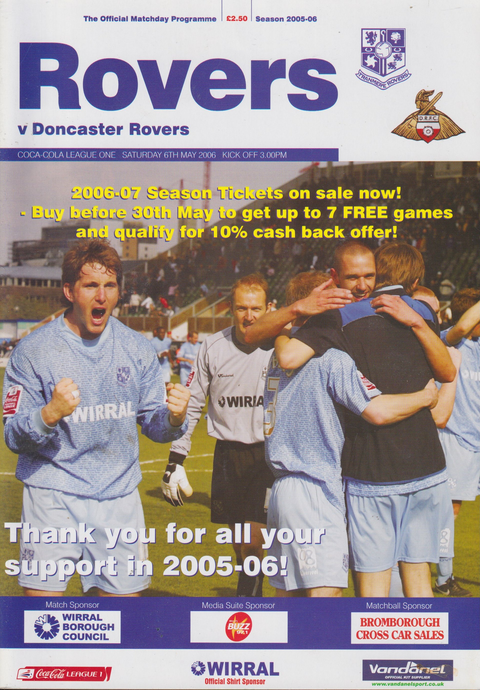Tranmere Rovers v Doncaster Rovers match programme